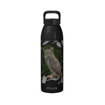 Great Horned Owl water bottle