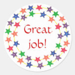 Great job!, stickers, circles of colourful stars