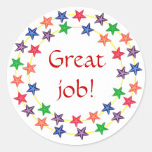 Great job!, stickers, circles of colourful stars