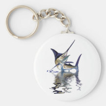 Great marlin with reflection in water keychain