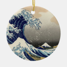Great Wave off Kanagawa Oriental Fine Art Christmas Ornament
