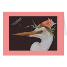 Great white heron with conch card