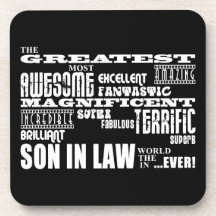 Greatest Best Sons in Law Birthday & Wedding Party Coasters