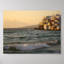 Grecian Sea at Sunset Poster
