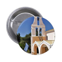 Greek Church In A Summer Day Pinback Button