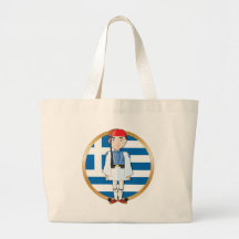 Greek Evzone with Flag Canvas Bags