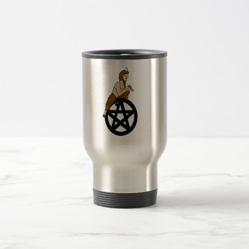 Greek God Pan and Pentacle travel Mug