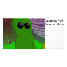 green Alien Custom Photo Card