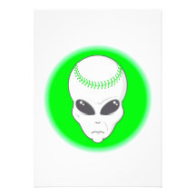 green alien head extreme baseball design invites
