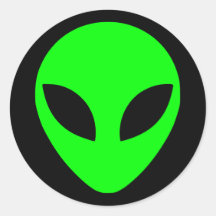 Green Alien Head Stickers