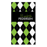 Green and Black Argyle Business Cards