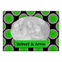 green and black circles photo frame cards