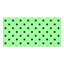 Green and Black Polka Dot Pattern. Photo Cards