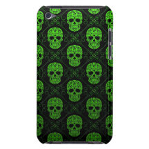 Green and Black Sugar Skull Pattern iPod Touch Cover