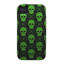 Green and Black Sugar Skull Pattern Case-Mate iPhone 4 Case