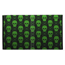Green and Black Sugar Skull Pattern iPad Case