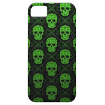 Green and Black Sugar Skull Pattern iPhone 5 Cases