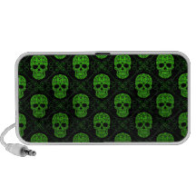 Green and Black Sugar Skull Pattern Mp3 Speaker