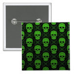 Green and Black Sugar Skull Pattern Pin