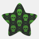 Green and Black Sugar Skull Pattern Sticker