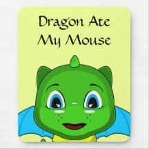 Green And Blue Chibi Dragon Mouse Pad
