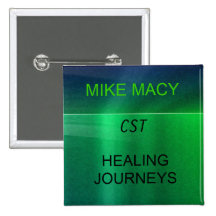Green and Blue Metalic - Matte Look Name Tag Pinback Buttons
