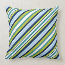 Green and Blue Stripes Throw Pillow
