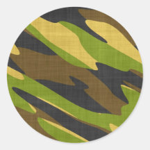 Green and Brown Army Camouflage Round Sticker
