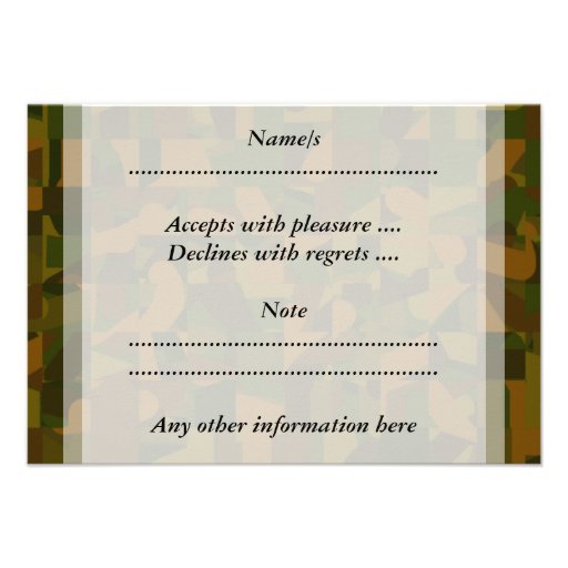 Green and Brown Camo, Abstract Pattern. Invite