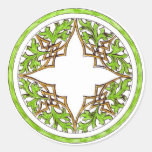Green and Brown Victorian Ornament 1 Round Stickers
