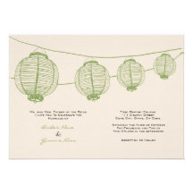 Green and Cream Lanterns Wedding Invitation