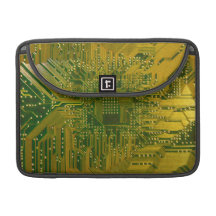 Green and Gold Electronic Computer Circuit Board Sleeve For MacBooks