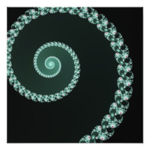 Green and Grey Fractal Spiral Art Photo