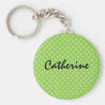 Green and Pink Polka Dot Wedding Collection Keychains
