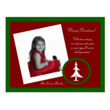 Green and Red Box with XMAS Tree Photo Postcard
