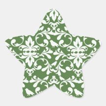 green and white bird damask pattern stickers