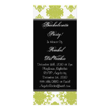 Green and White Damask Bachelorette Party Invitati Personalized Invitation