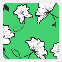 Green and White Floral Print Sticker