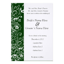 Green and White Floral Wedding Invitation