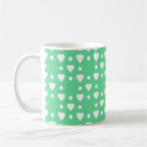 Green and White heart pattern mugs