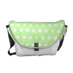 Green and White Polka Dot Pattern. Spotty. Courier Bags