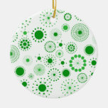 Green and White Retro Circles Pattern Christmas Tree Ornaments