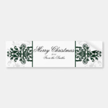 Green and White Silver Damask Photo Logo Bumper Sticker