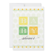 Green and Yellow Blocks Baby Shower Invitation