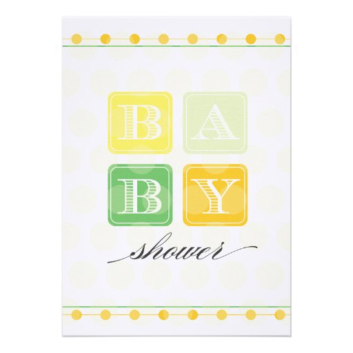 Green and Yellow Blocks Baby Shower Invitation