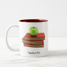 Green Apple and Red Books Teacher's Pet Drinkware Mugs