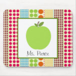 Green Apple / Multicolored Polka Dots Teacher Mouse Pads