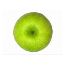 Green apple top view postcard