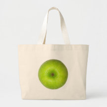 Green apple top view tote bags