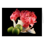 Green Apples And Peonies Greeting Cards cards